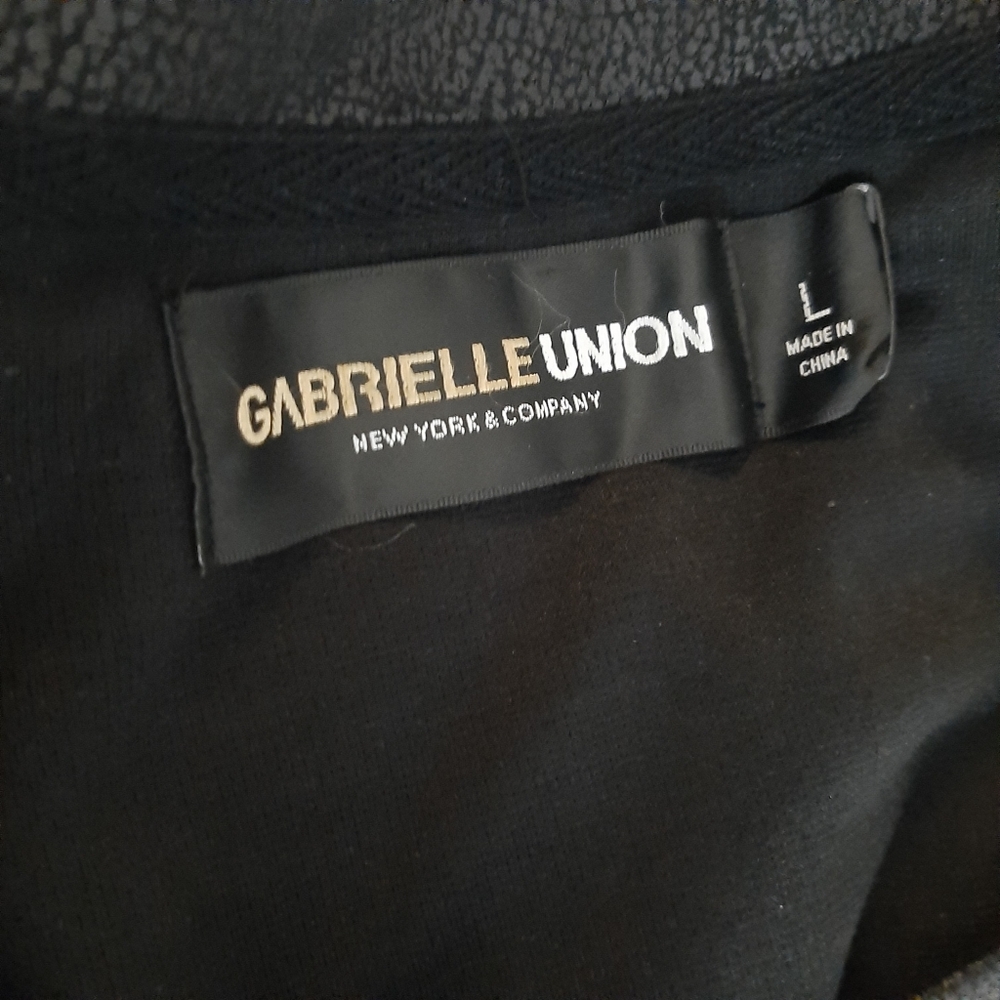 Gabrielle Union Shift Dress Black Leather Look Size Large - Picture 3 of 15